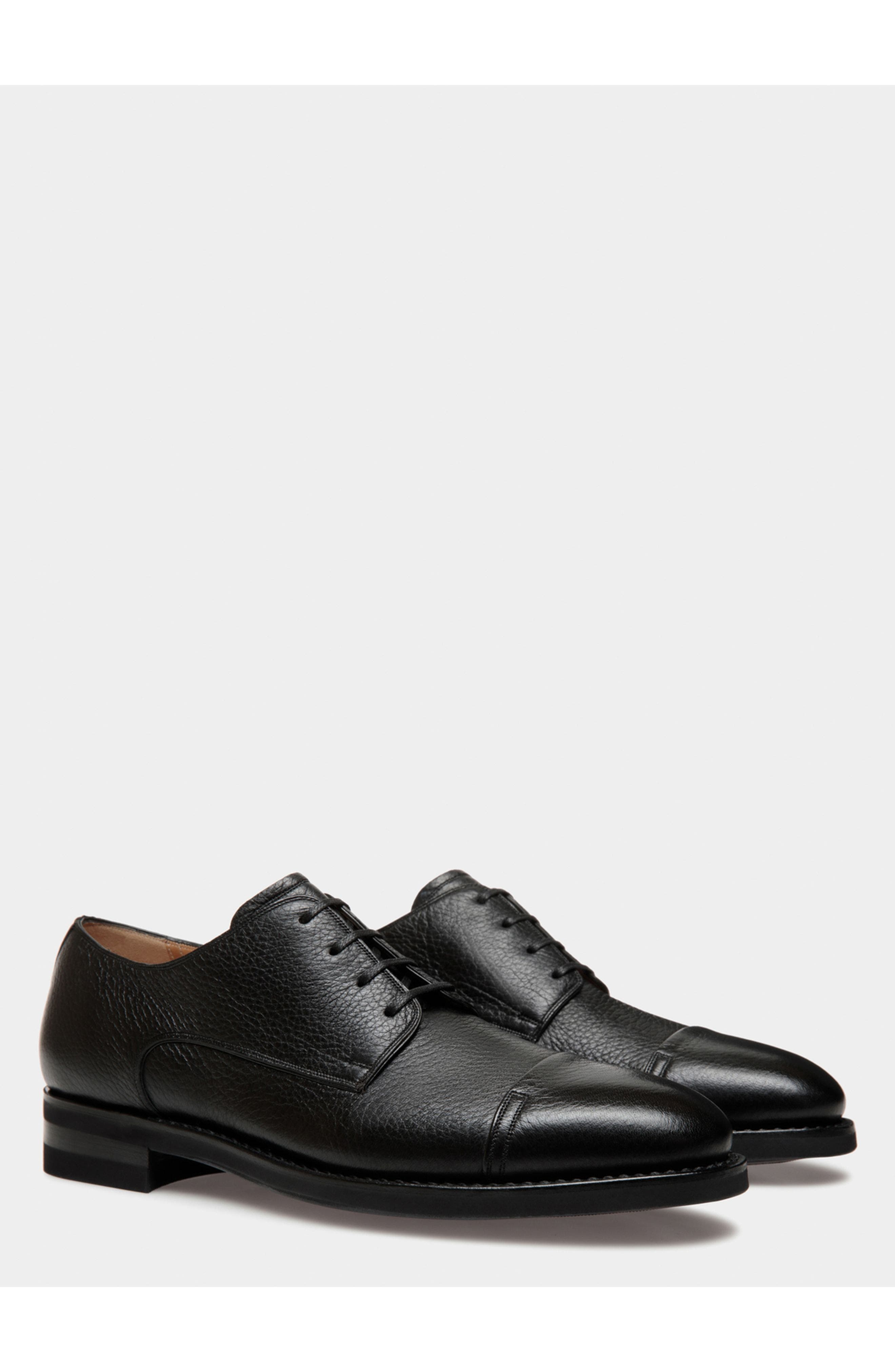 Bally Scribe Un Derby In Deer Leather, Alternate, color, Black