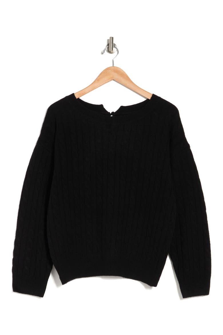 Halket Cable Knit Wool & Cashmere Sweater, Alternate, color, JET BLACK