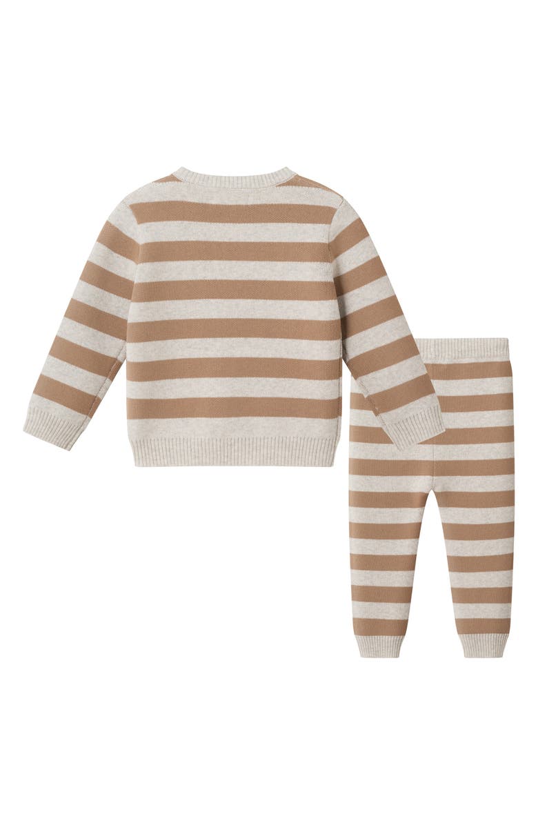 Andy & Evan Stripe Pumpkin Jacquard Cotton Sweater & Pants Set, Alternate, color, Beige
