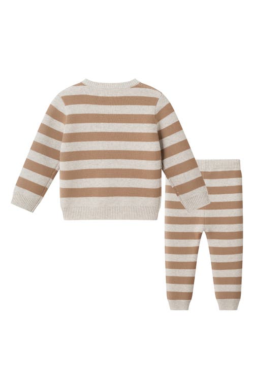 Andy & Evan Stripe Pumpkin Jacquard Cotton Sweater & Pants Set In Multi