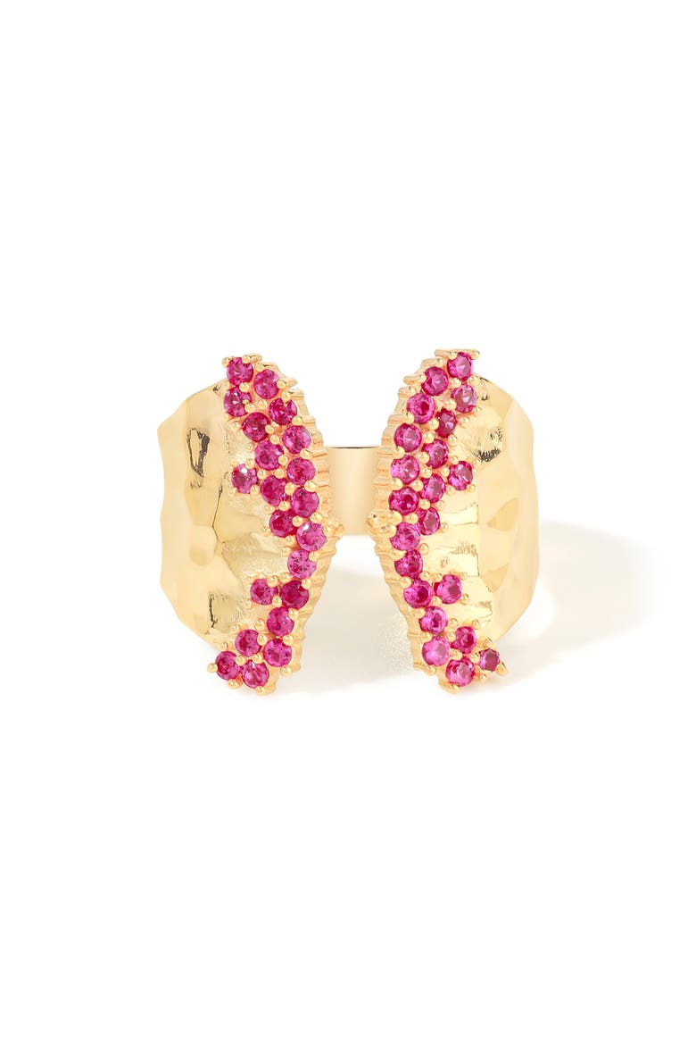 Lab Created Ruby Open Ring, Main, color, PINK