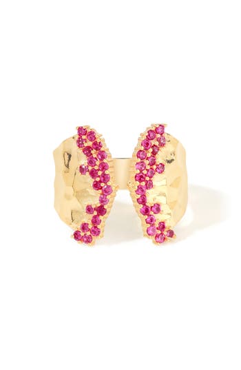 Ys Gems Lab Created Ruby Open Ring In Pink