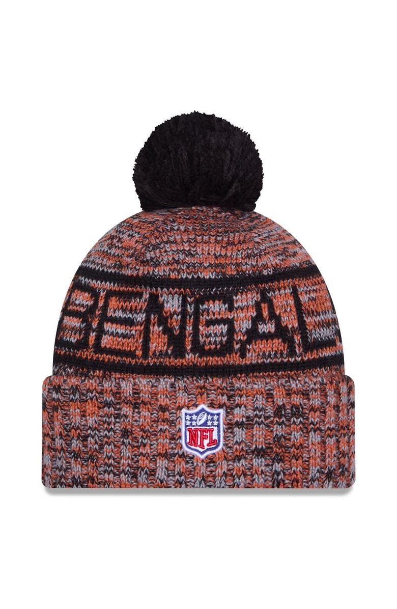 New Era Men's New Era Orange Cincinnati Bengals 2025 Sideline Cold Weather Cuffed Knit Hat with Pom, Alternate, color, Orange