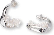 Classicharms Naomi Shell Pearl Cluster Molten Hoop Statement Earrings