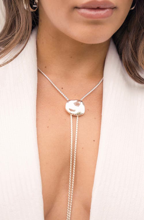 Ettika Liquit Luxe Faux Pearl Bolo Necklace In Silver