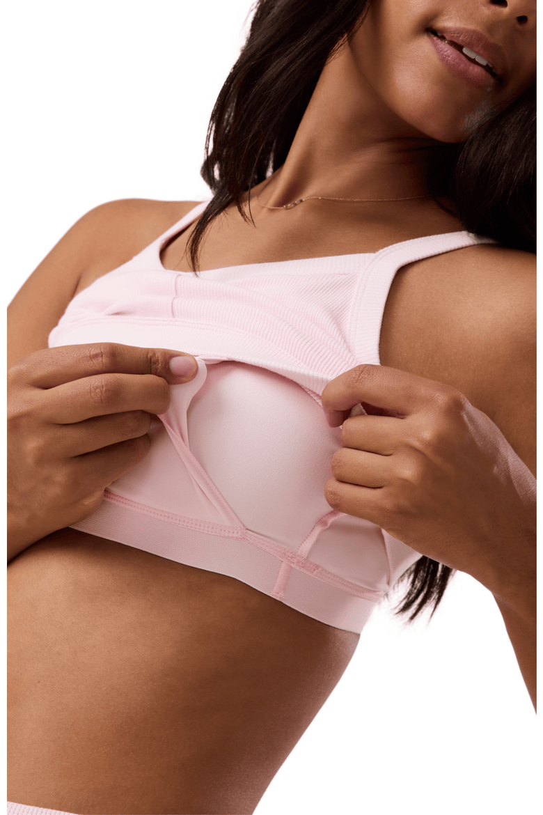 Ribbed Pumping Bralette, Alternate, color, Pale Pink