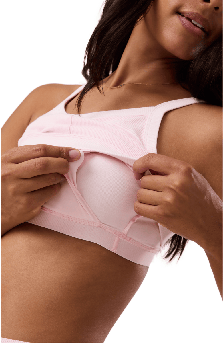 Kindred Bravely Busty Ribbed Pumping Bralette, Alternate, color, Pale Pink