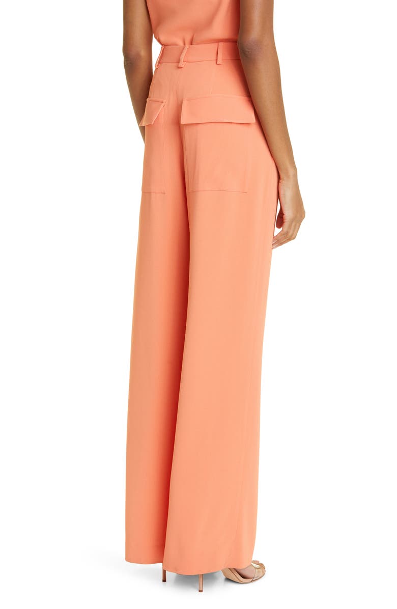 LAPOINTE Pleat Front Pebble Crepe Wide Leg Pants, Alternate, color, Coral