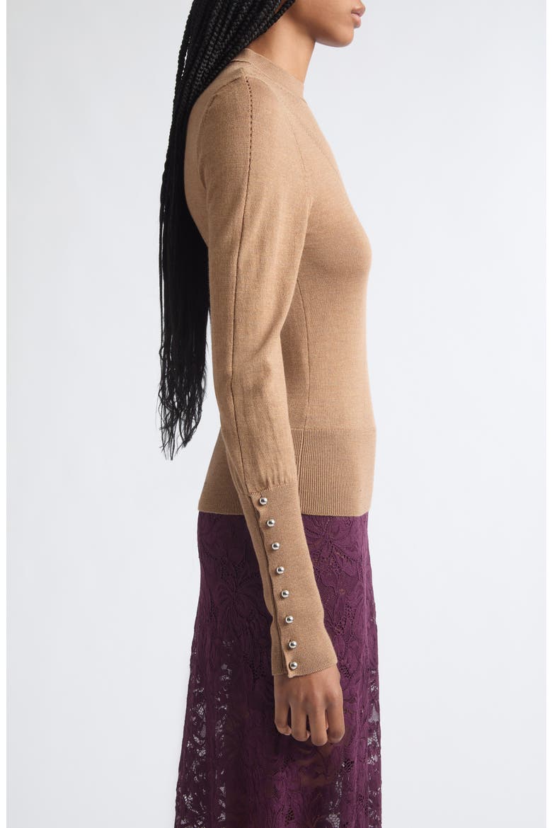 Wool & Silk Crewneck Sweater, Alternate, color, CAMEL
