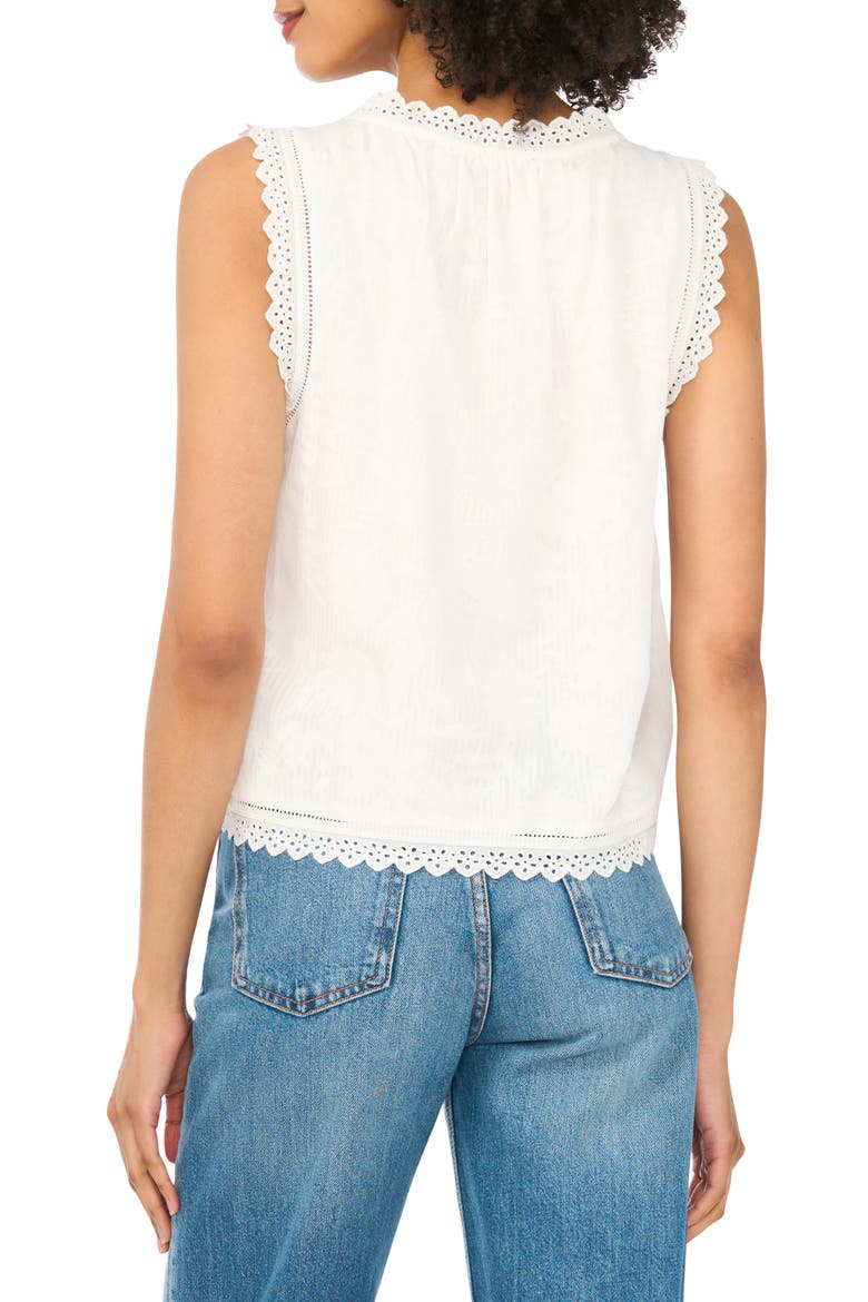 Sleeveless Button Front Crop Top, Alternate, color, ULTRA WHITE