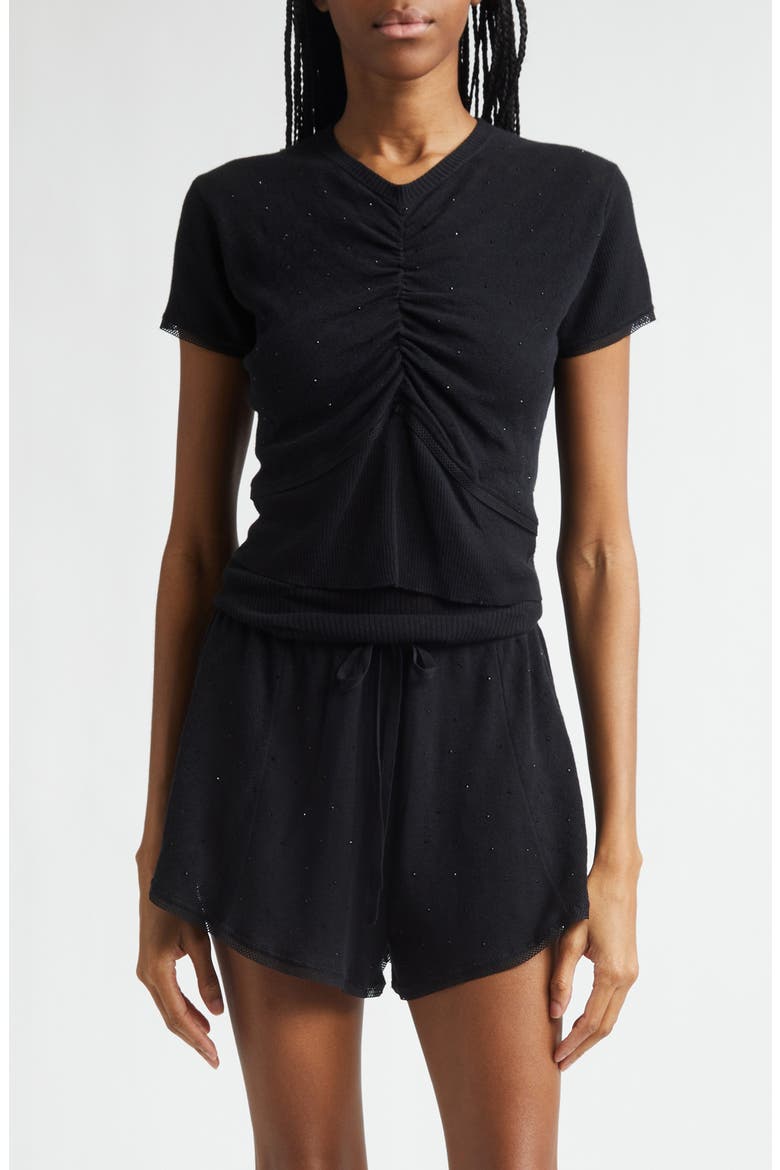 Girly Crystal Rib Cotton Sweater, Main, color, BLACK