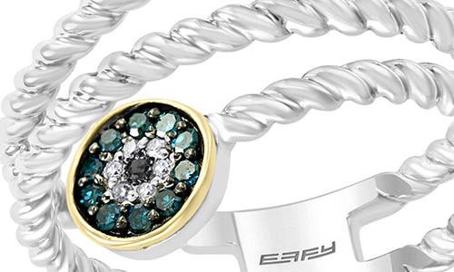 Effy Sterling Silver & 14k Gold Hamsa & Evil Eye Diamond Ring In Metallic
