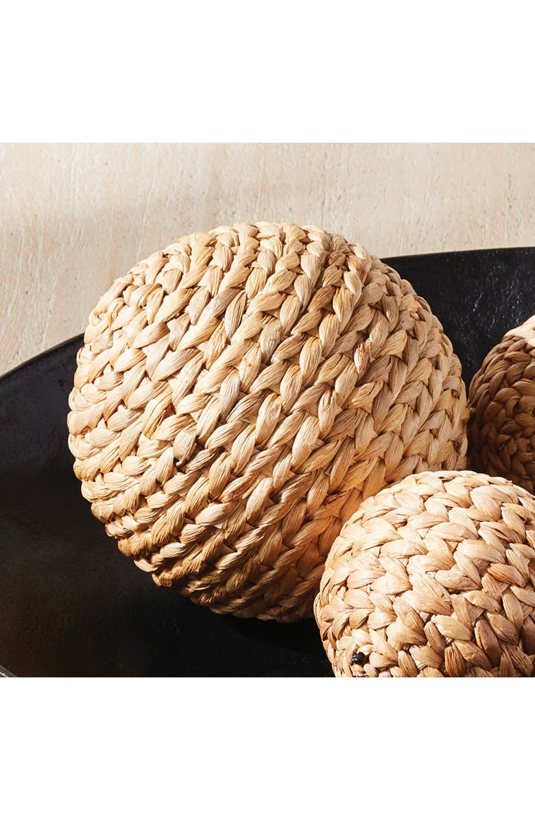 Napa Home & Garden Jace Water Hyacinth Orbs, Natural Decorative Accents, 3pc, Alternate, color, Brown