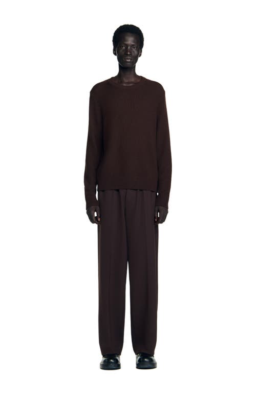 Sandro Textured Knit Sweater In Brown