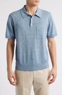 Vince Short Sleeve Linen & Wool Blend Pocket Polo Sweater