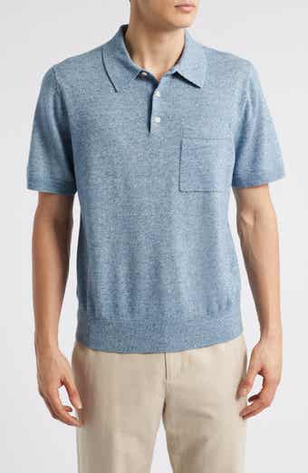 Vince Short Sleeve Linen & Wool Blend Pocket Polo Sweater