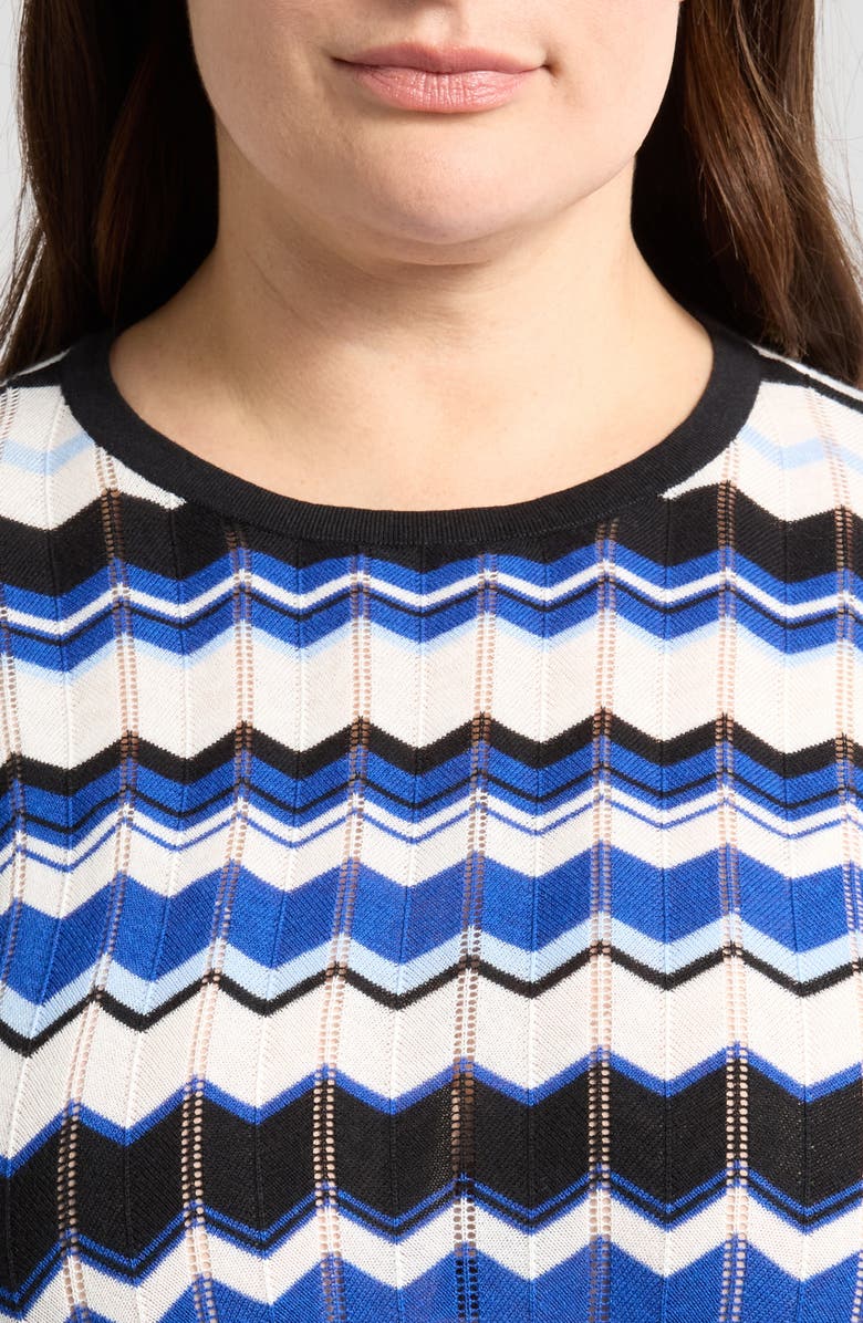 Anne Klein Chevron Stitch Crewneck Cotton Blend Sweater, Alternate, color, 