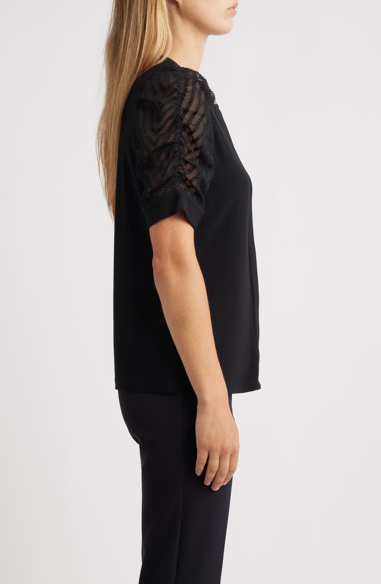 Anne Klein Sheer Sleeve Cardigan, Alternate, color, Anne Black