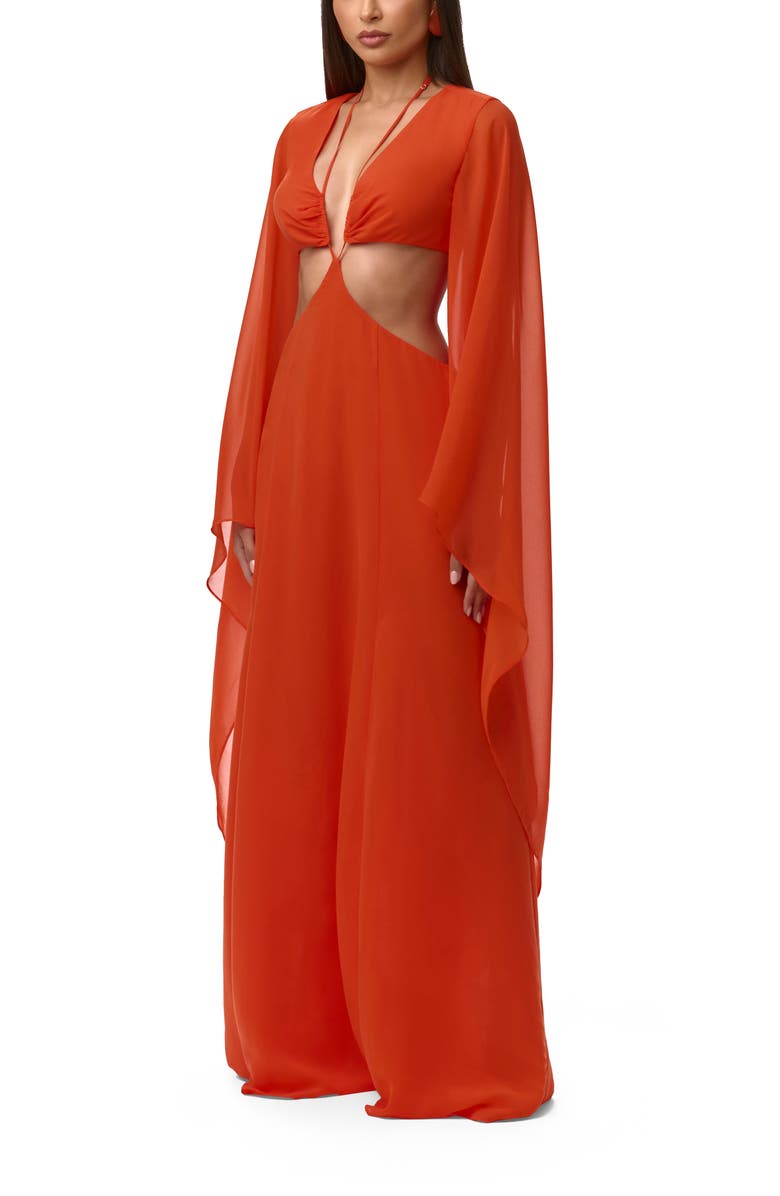Naked Wardrobe Cutout Maxi Dress, Alternate, color, Tangerine