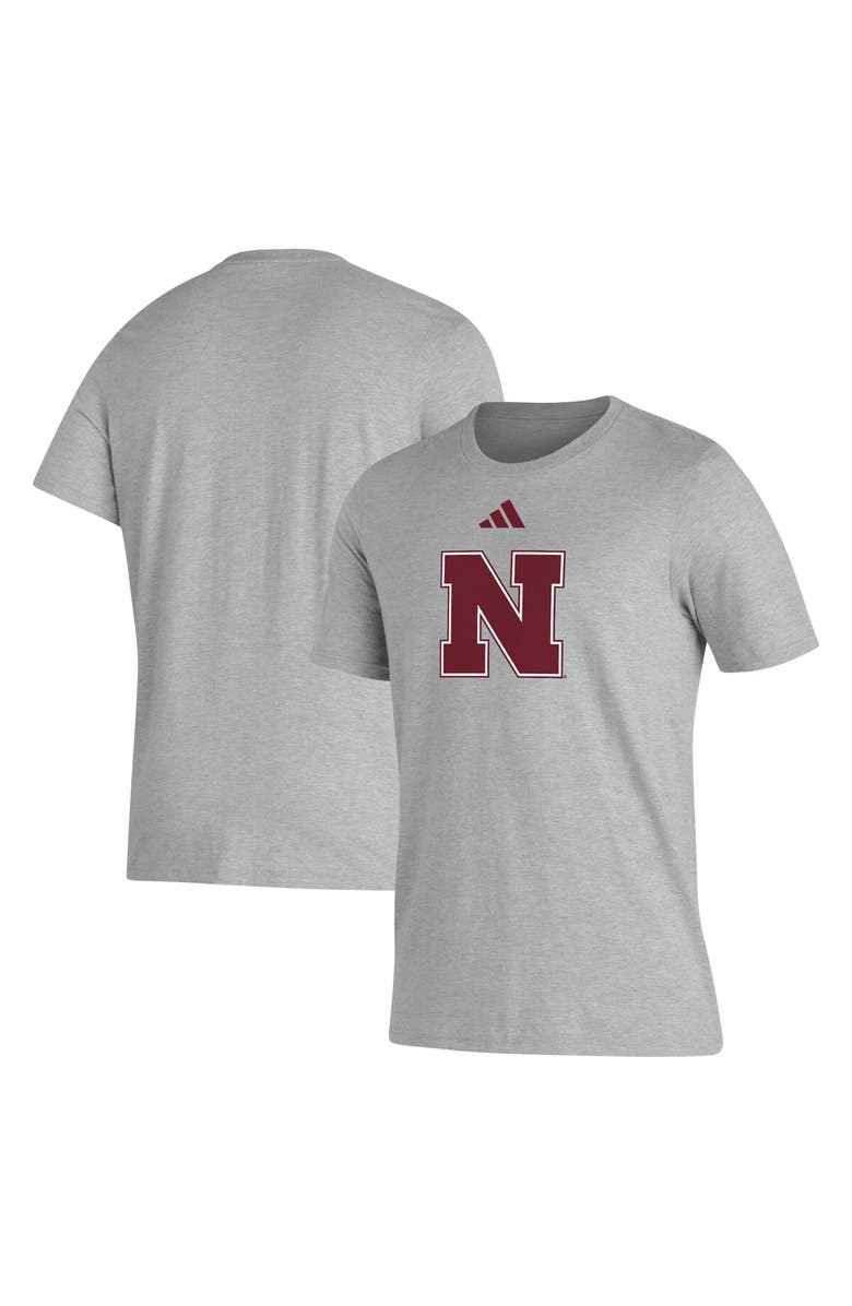 adidas Men's adidas Gray Nebraska Huskers Primary Locker Logo Pre-Game AEROREADY T-Shirt, Main, color, 