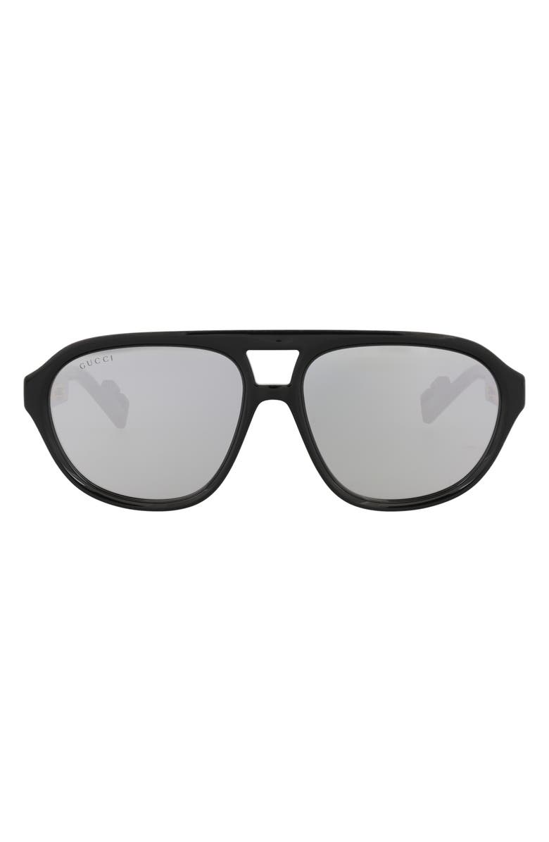 Gucci 58mm Aviator Sunglasses, Main, color, 