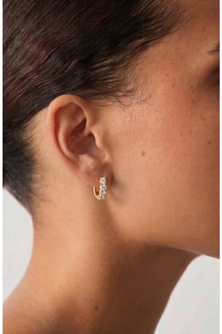 Marlo Mini Crystal Hoop Earrings In Gold, Alternate, color, Gold