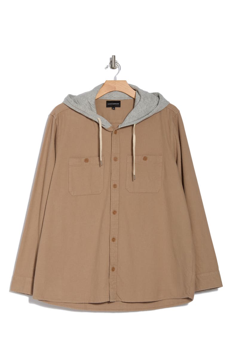Lucky Brand Hooded Button Shirt Jacket, Alternate, color,