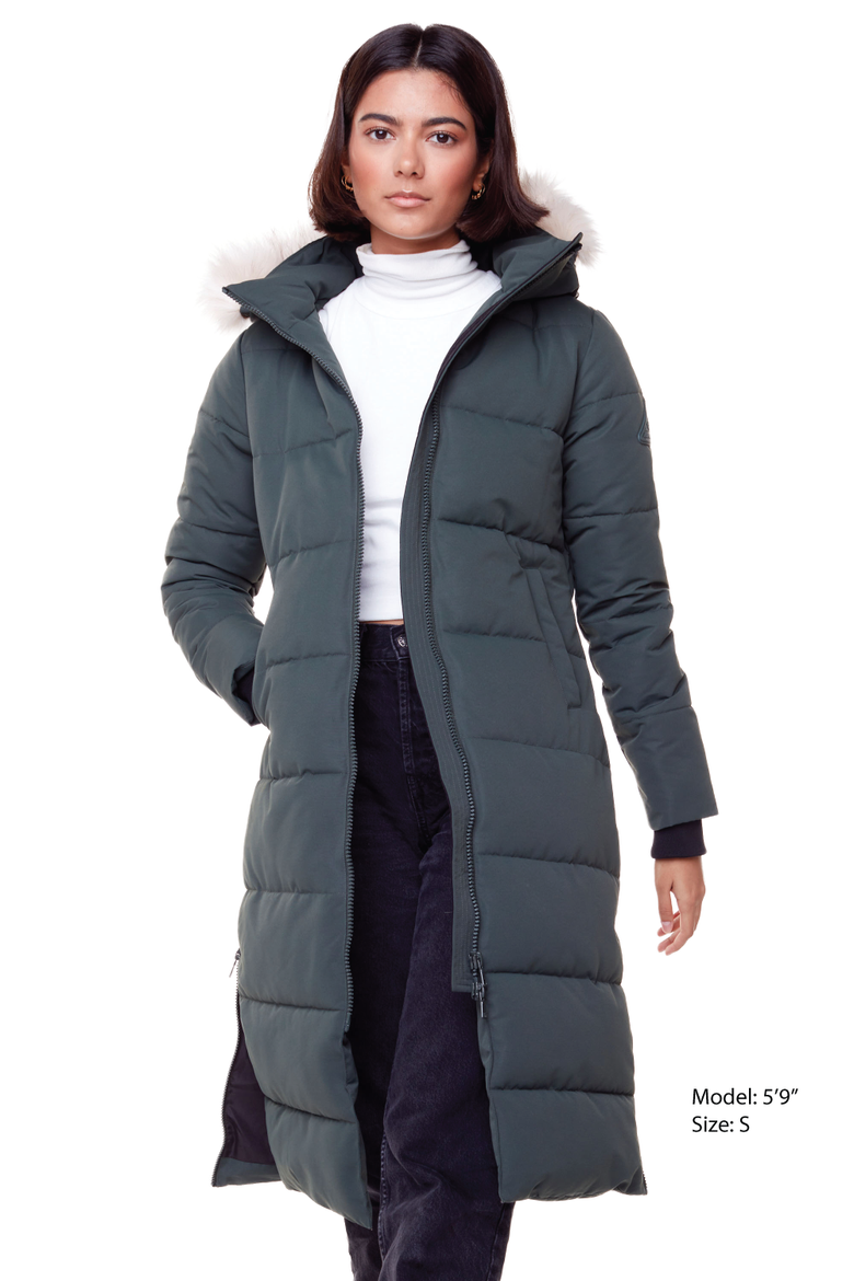 KLUANE - Vegan Down Ultra Long Winter Parka, Alternate, color, GREEN