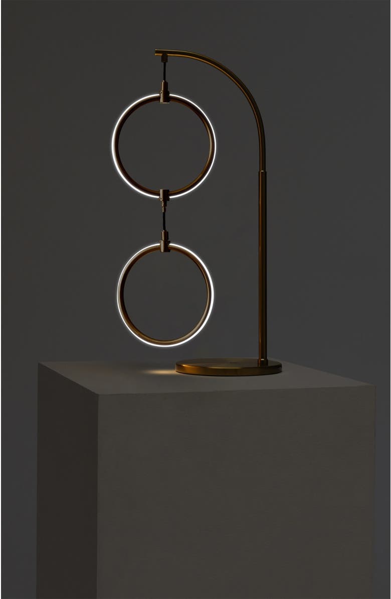 Brightech Nova 24" Modern LED Arc Table Lamp with Built-In 3-Way Dimmer, Alternate, color, Antique Brass