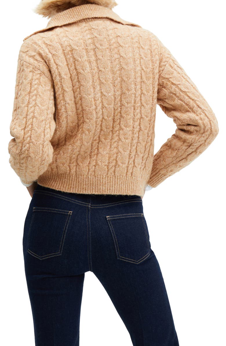 MANGO Cable Quarter Zip Sweater, Alternate, color,