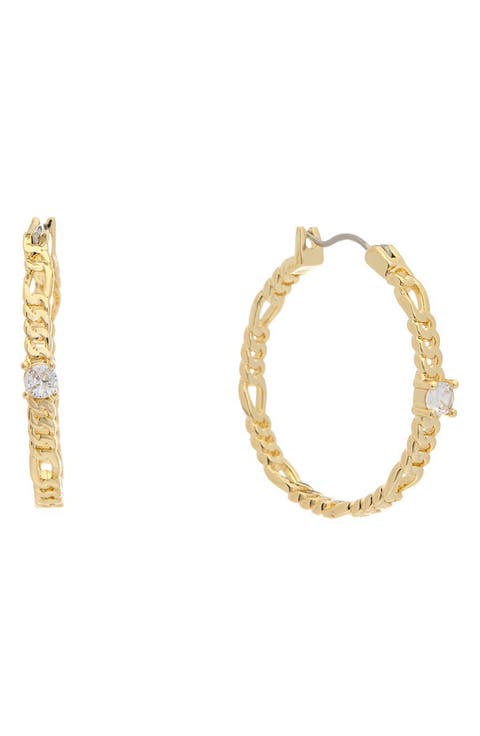 Cubic Zirconia Chain Hoop Earrings