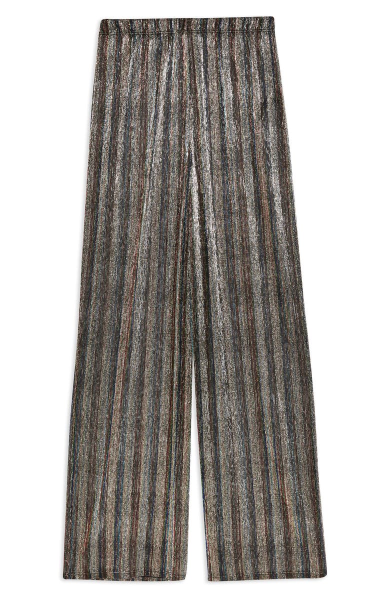 Topshop Wide Leg Sheer Glitter Pants, Alternate, color,