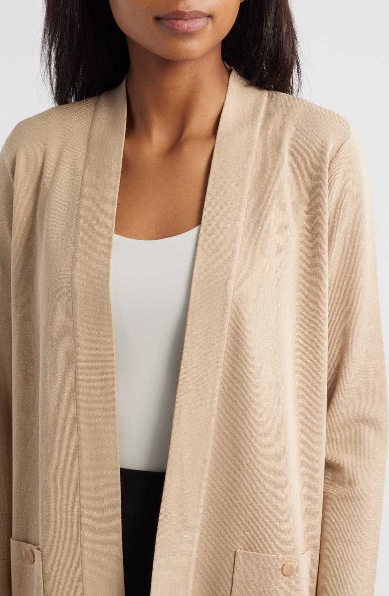 Anne Klein Malibu Open Front Cardigan, Alternate, color, Latte