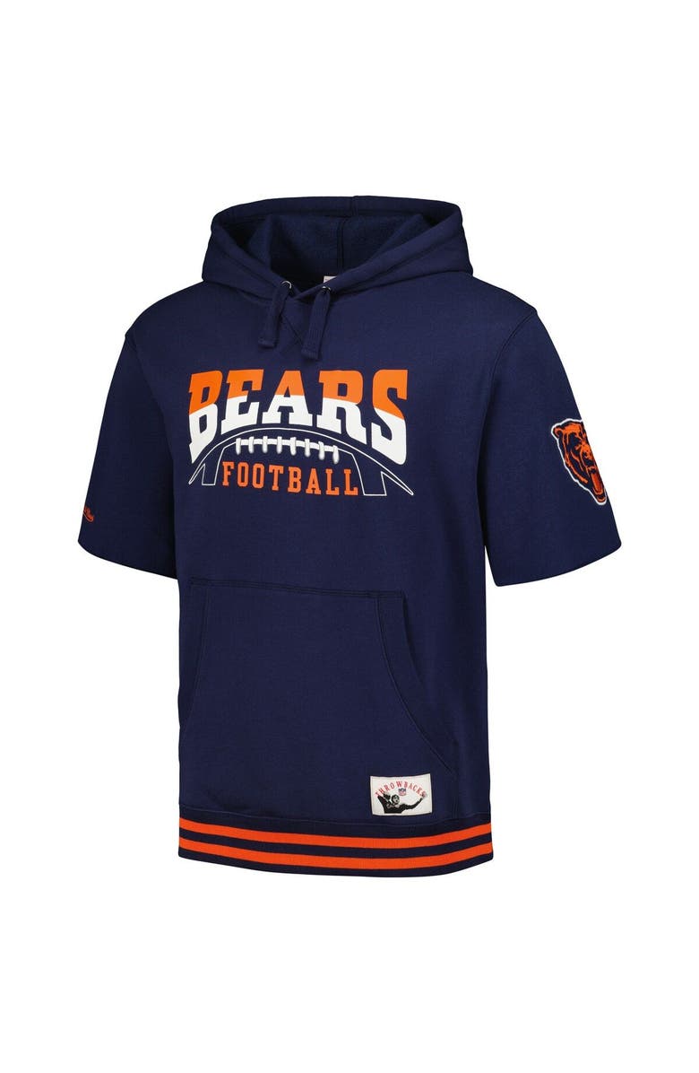 Mitchell & Ness Men's Mitchell & Ness Navy Chicago Bears Pre-Game Short Sleeve Pullover Hoodie, Alternate, color, Navy