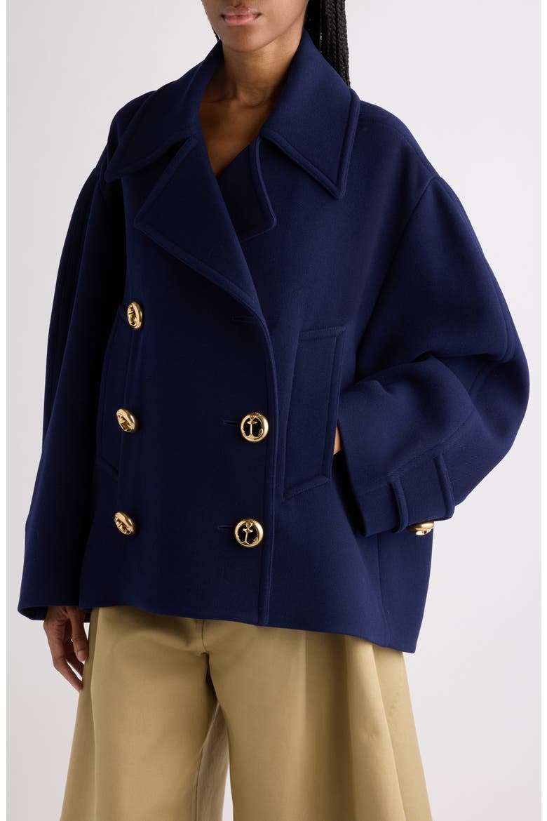 Brushed Wool Peacoat, Alternate, color, GOLD/ NAVY
