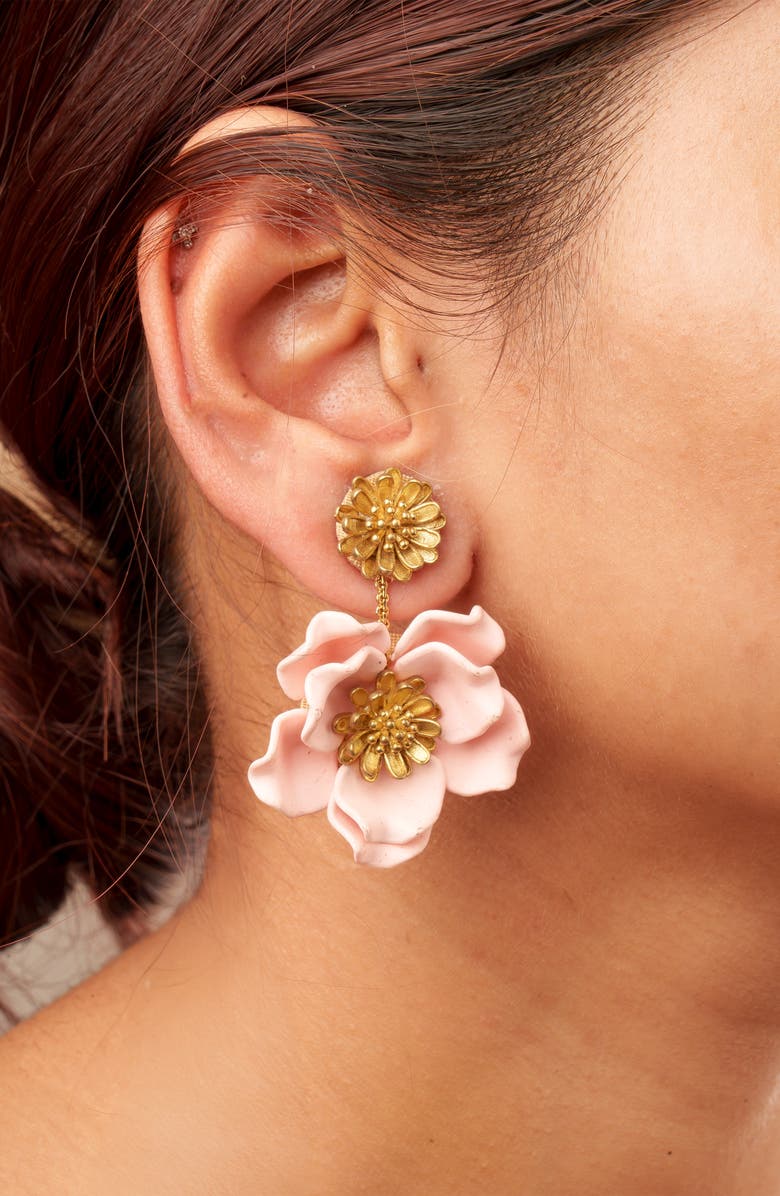 Deepa Gurnani Yuka Flower Drop Earrings, Alternate, color, Baby Pink