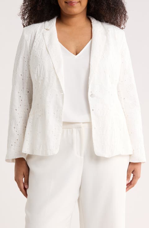 Eyelet Lace Blazer (Plus)