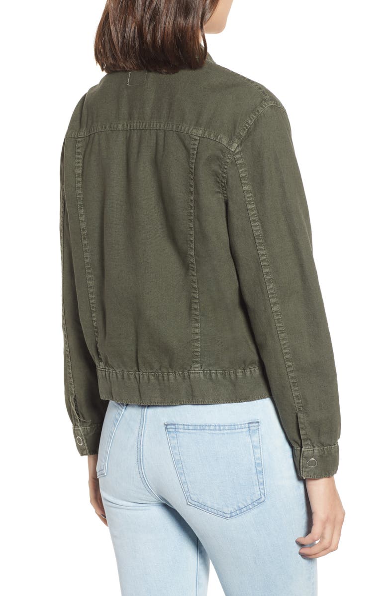AG Eliette Linen & Cotton Crop Trucker Jacket, Alternate, color, 