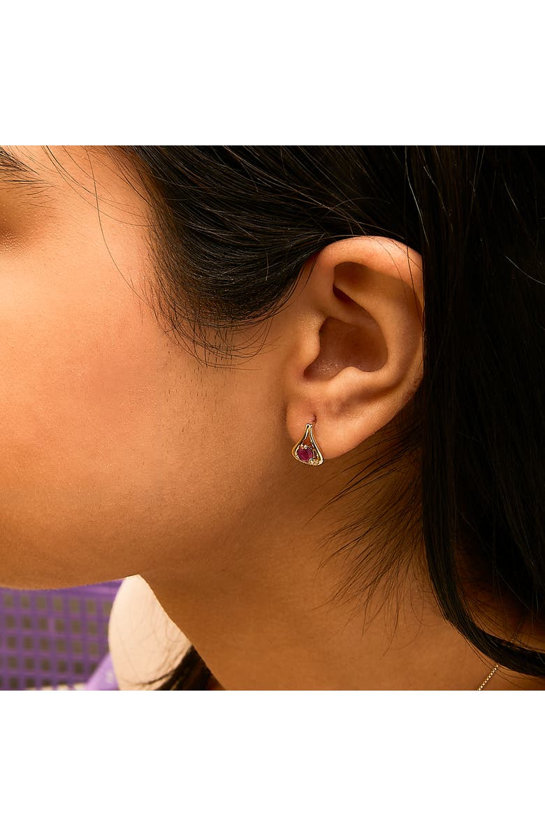 Haus of Brilliance 14K Yellow Gold Red Ruby and Diamond Accent Teardrop Stud Earrings, Alternate, color, Yellow Gold