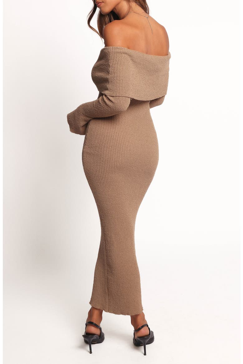 Domita Off the Shoulder Long Sleeve Sweater Dress, Alternate, color, BROWN