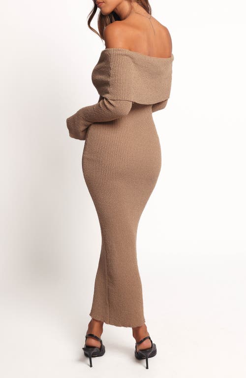 Petal And Pup Petal & Pup Domita Off The Shoulder Long Sleeve Sweater Dress In Nude