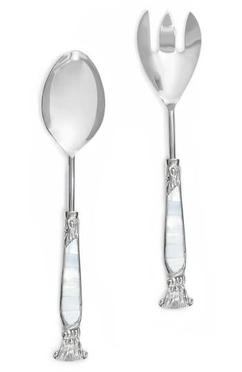 Tiramisu Mother-of-pearl 2-piece Salad Serving Set In Ivory