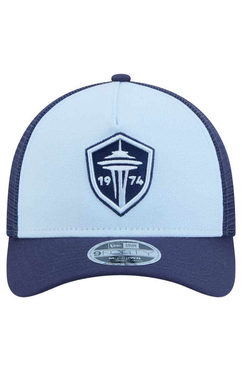 New Era Men's New Era Light Blue Seattle Sounders FC Color Pack 9FORTY A-Frame Adjustable Trucker Hat, Alternate, color, 