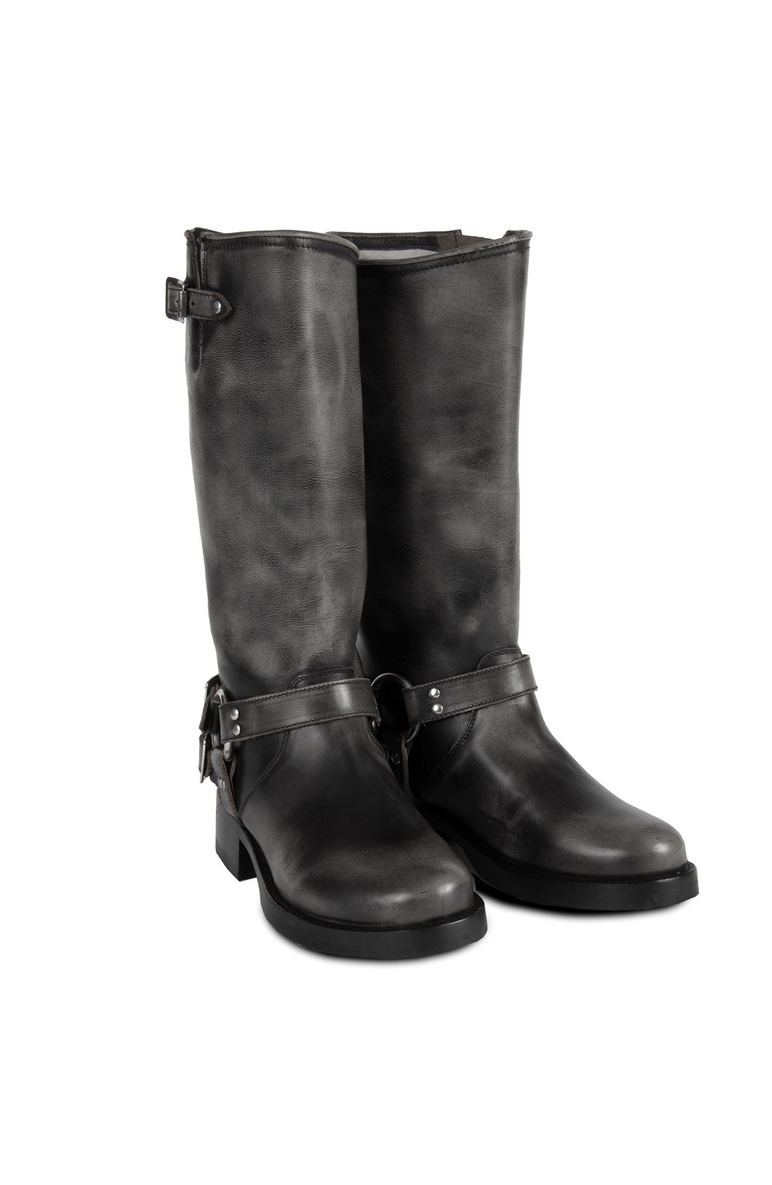 Tall Biker Distressed Boots, Alternate, color, Grey