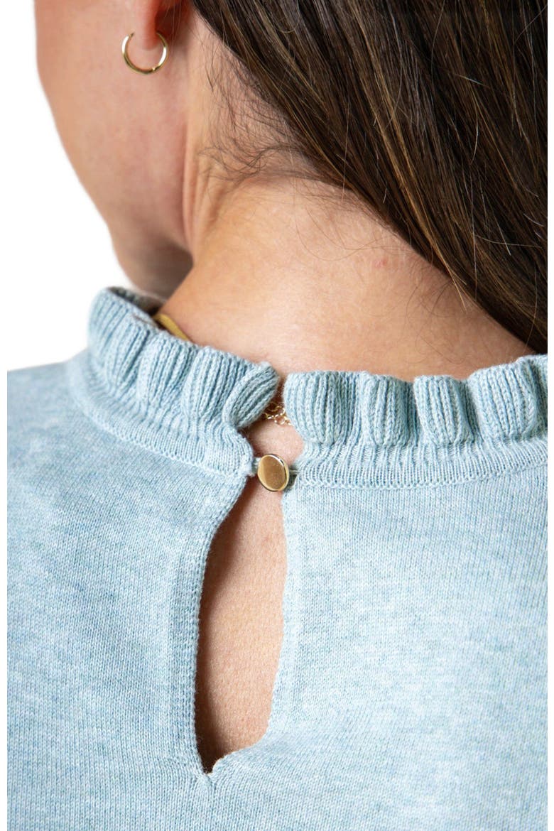 Women's Organic Puff Sleeve Sweater, Alternate, color, Dusty Blue Heather