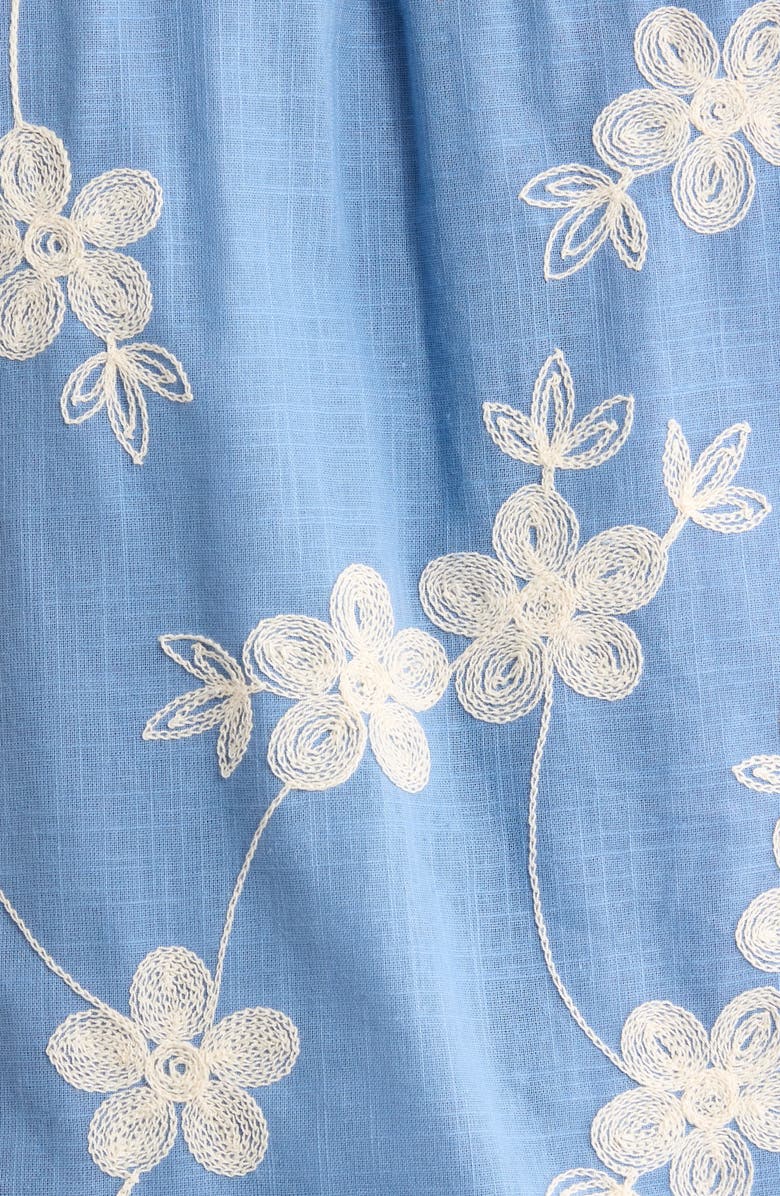 SUGARLIPS Keren Embroidered Split neck Top, Alternate, color, Blue White