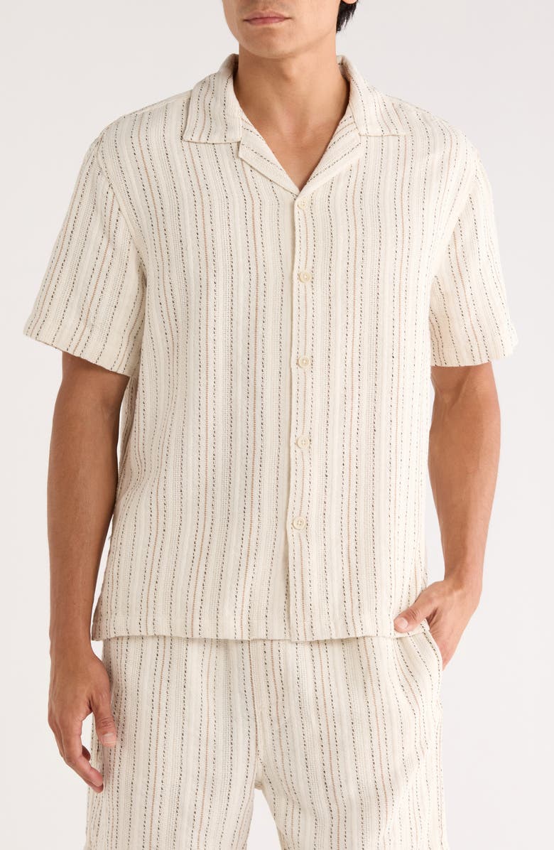 Cactus Man Relaxed Fit Stripe Textured Camp Shirt, Main, color, 