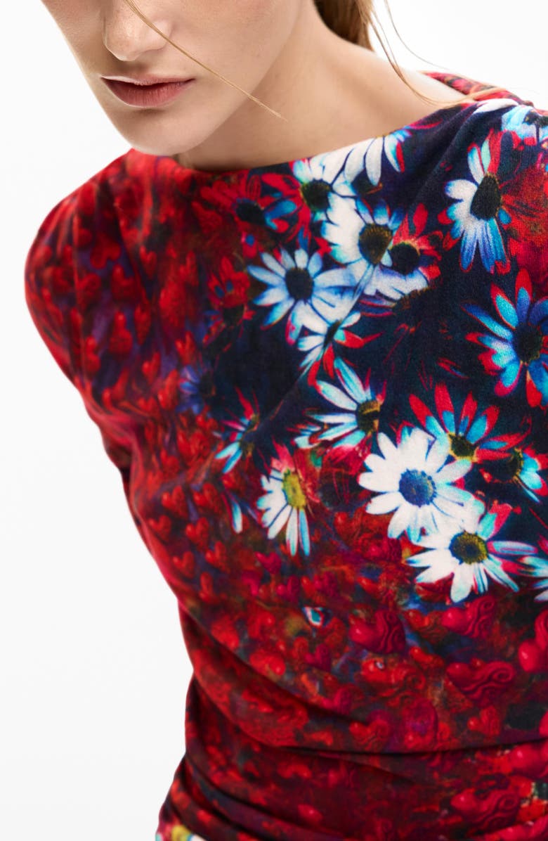 Desigual Print Ruched Top, Alternate, color, 