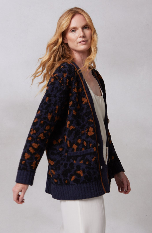KASHWERE APPAREL CHENILLA CLASSIC CARDIGAN 