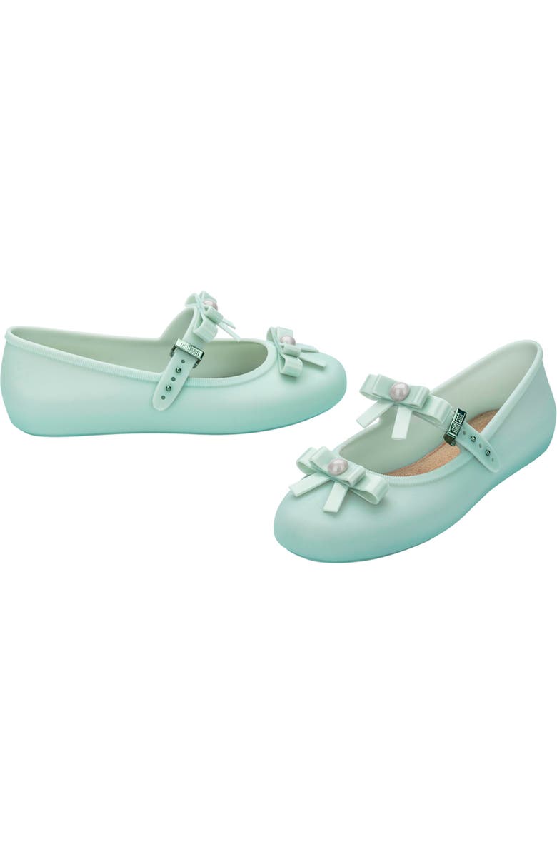 Melissa Soft Ballerina Bow Mary Jane Flat, Alternate, color, Green/ Beige